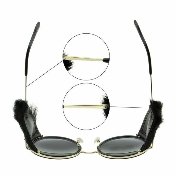 New Blumarine Black & Gold Women Sunglasses Round SBM-109S-300G Faux-Fur Limited - Picture 9 of 11